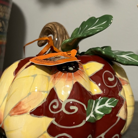 Autumn Harvest Sunflower Ceramic Pumpkin - Picture 3 of 5